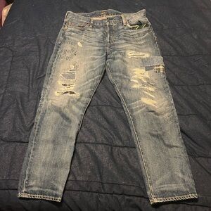 Ralph Lauren Men's Distressed Light Blue Jeans
